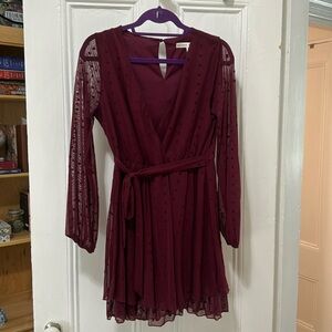 Dillards Allison & Kelly maroon long sleeve dress